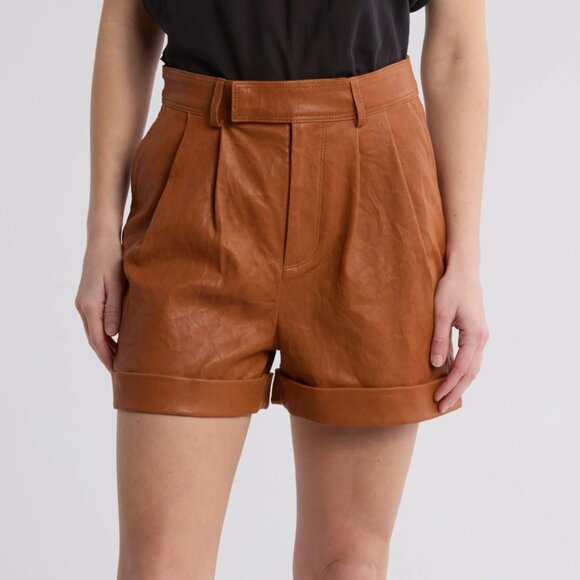 Wide Cuff Leather Shorts FRAME - Picture 1 of 11